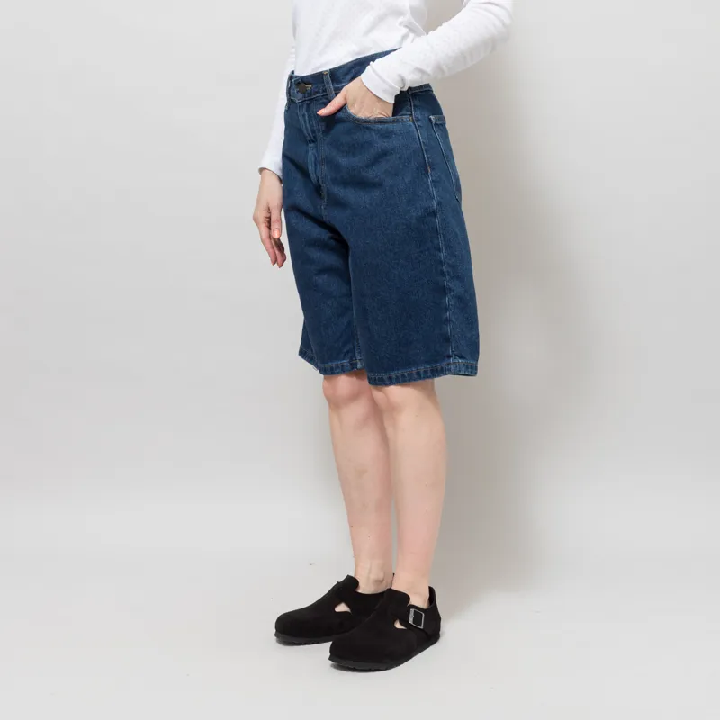 Carhartt WIP Womens Brandon Shorts Blue Stonewashed-1
