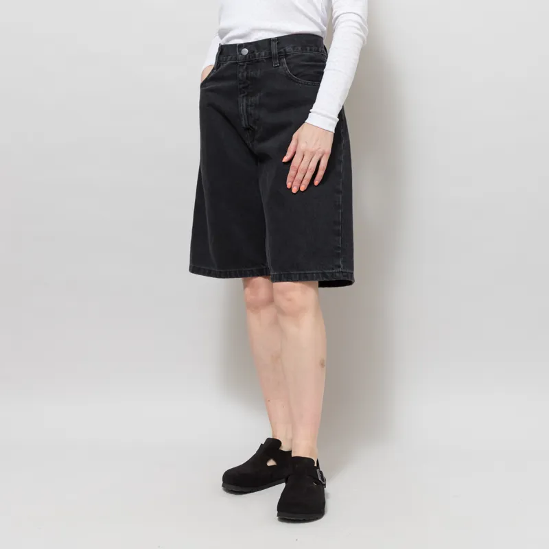 Carhartt WIP Womens Brandon Shorts Black Stonewashed-1