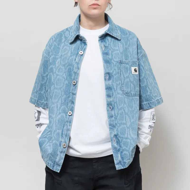 Carhartt WIP Womens Snake Lovilia Shirt Snake Camo Blue Bleached-1