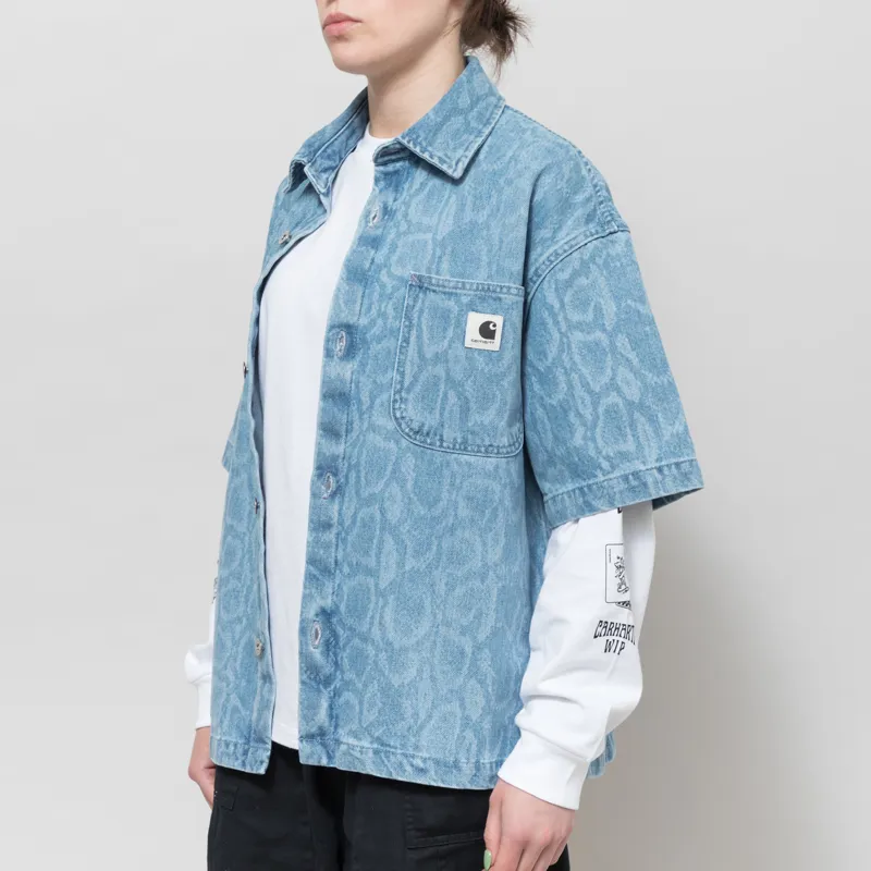 Carhartt WIP Womens Snake Lovilia Shirt Snake Camo Blue Bleached-2