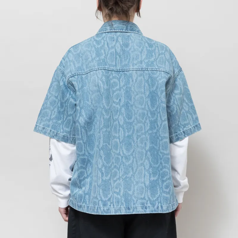 Carhartt WIP Womens Snake Lovilia Shirt Snake Camo Blue Bleached-3