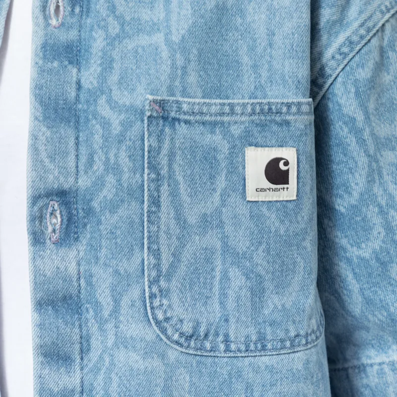 Carhartt WIP Womens Snake Lovilia Shirt Snake Camo Blue Bleached-7
