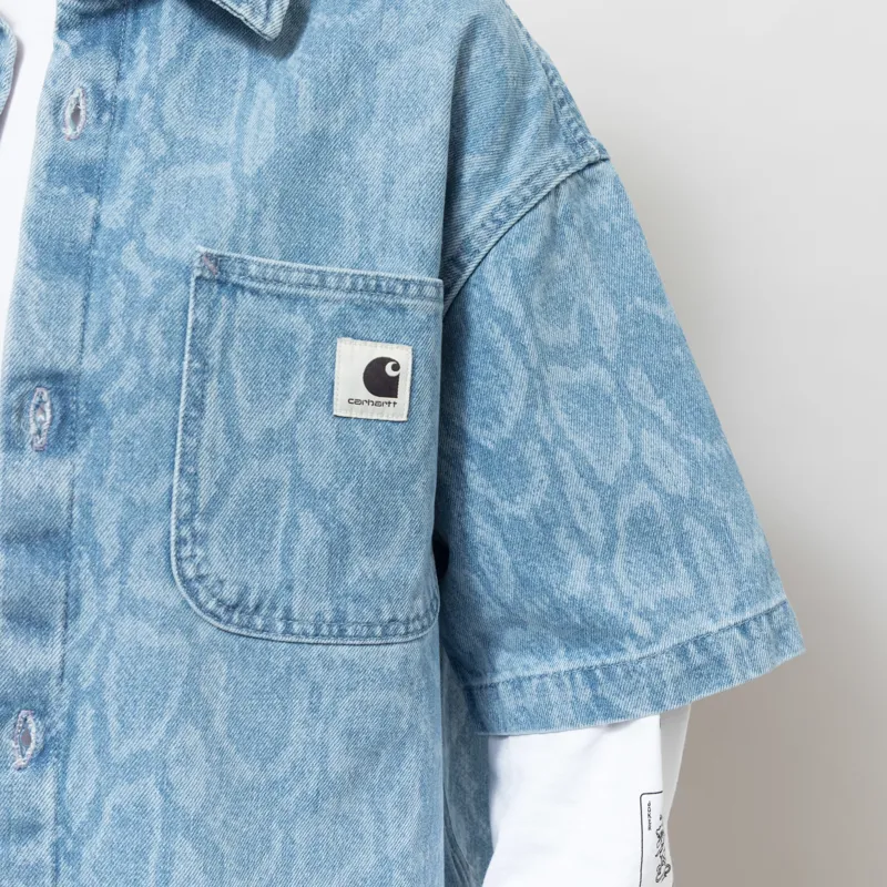 Carhartt WIP Womens Snake Lovilia Shirt Snake Camo Blue Bleached-5