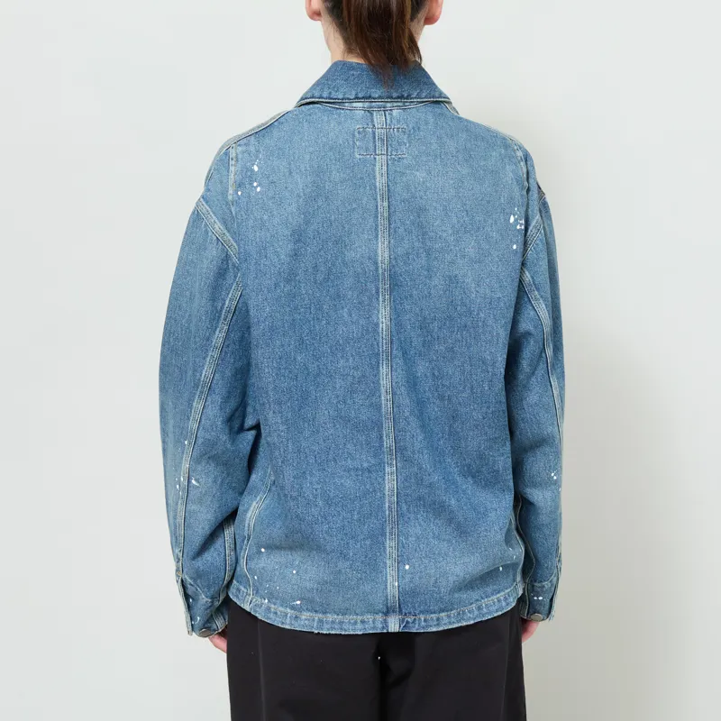 Carhartt WIP Womens OG Michigan Coat Blue Destroy Wash Splatter-2