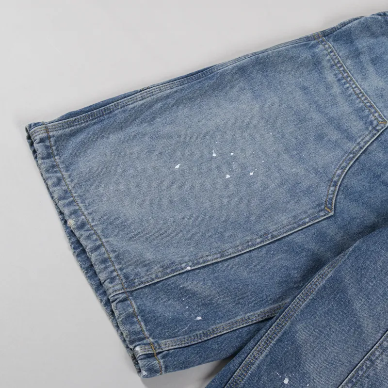 Carhartt WIP Womens Nixon Double Knee Shorts Blue Destroy Wash Splatter-6
