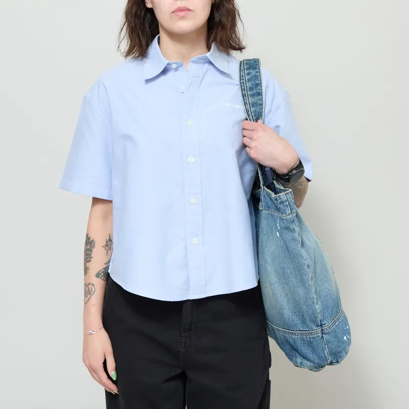 Carhartt WIP Womens Denim Tote Blue Destroy Wash Splatter-4