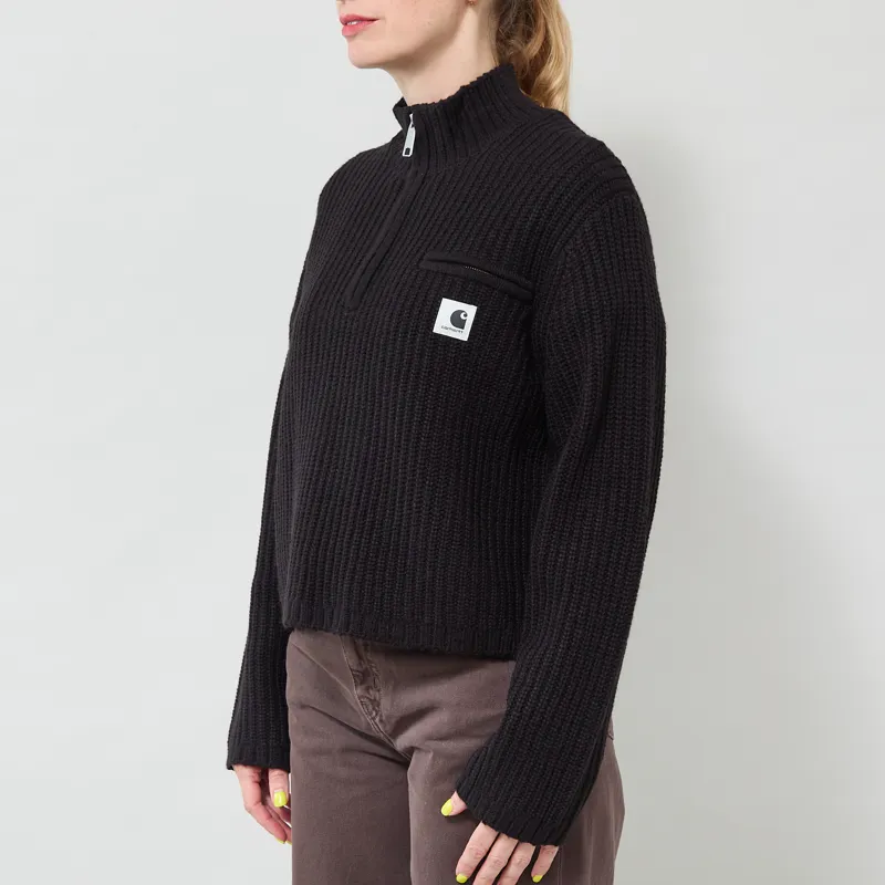 Carhartt WIP Womens Detroit Half Zip Sweater Black-1