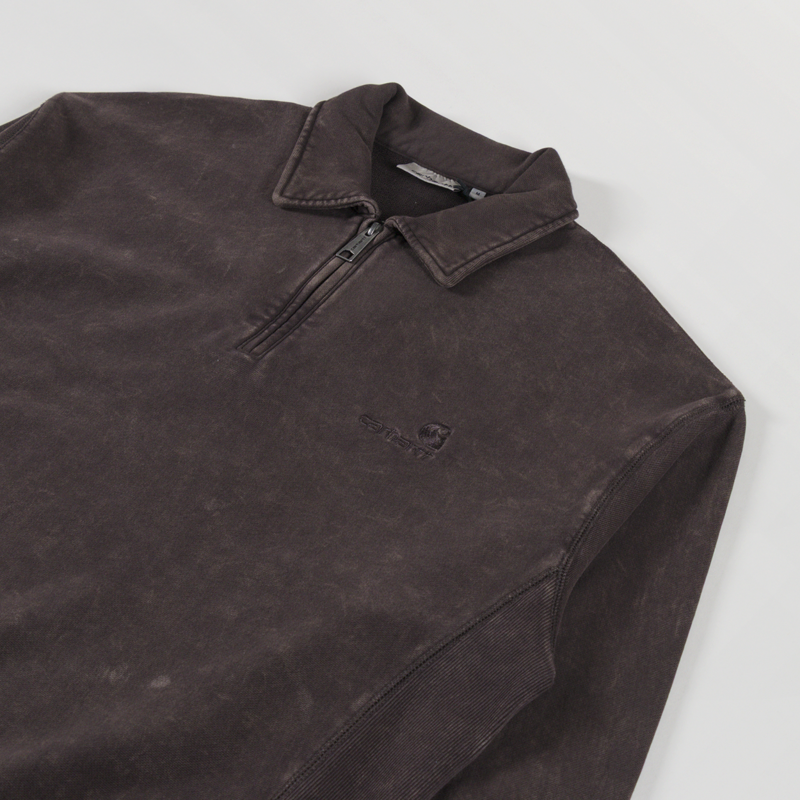 Carhartt WIP Lambert Polo Sweatshirt Tobacco Moon Wash-2