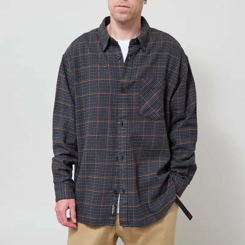 Carhartt WIP Long Sleeve Todrick Shirt Houndstooth Blue