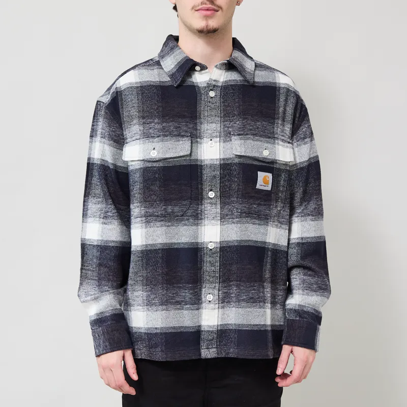 Carhartt WIP Long Sleeve Esterson Shirt Check Dark Navy