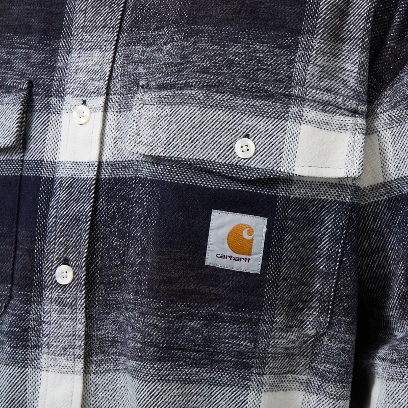Carhartt WIP Long Sleeve Esterson Shirt Check Dark Navy-4