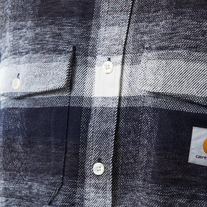 Carhartt WIP Long Sleeve Esterson Shirt Check Dark Navy-5