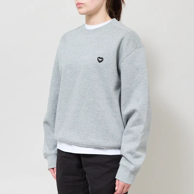 Carhartt WIP Womens Small Heart Patch Sweatshirt Grey Heather Black-1