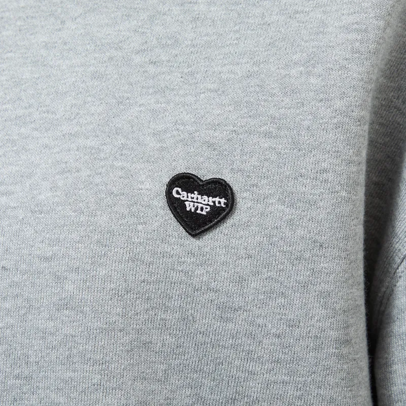 Carhartt WIP Womens Small Heart Patch Sweatshirt Grey Heather Black-4
