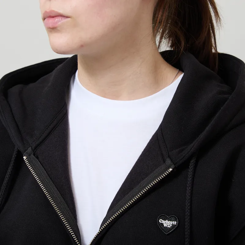 Carhartt WIP Womens Hooded Small Heart Patch Jacket Black-3
