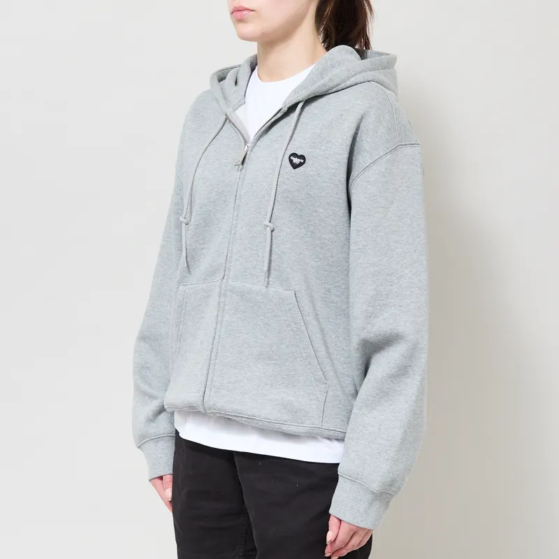 Carhartt WIP Womens Hooded Small Heart Patch Jacket Grey Heather Black-1