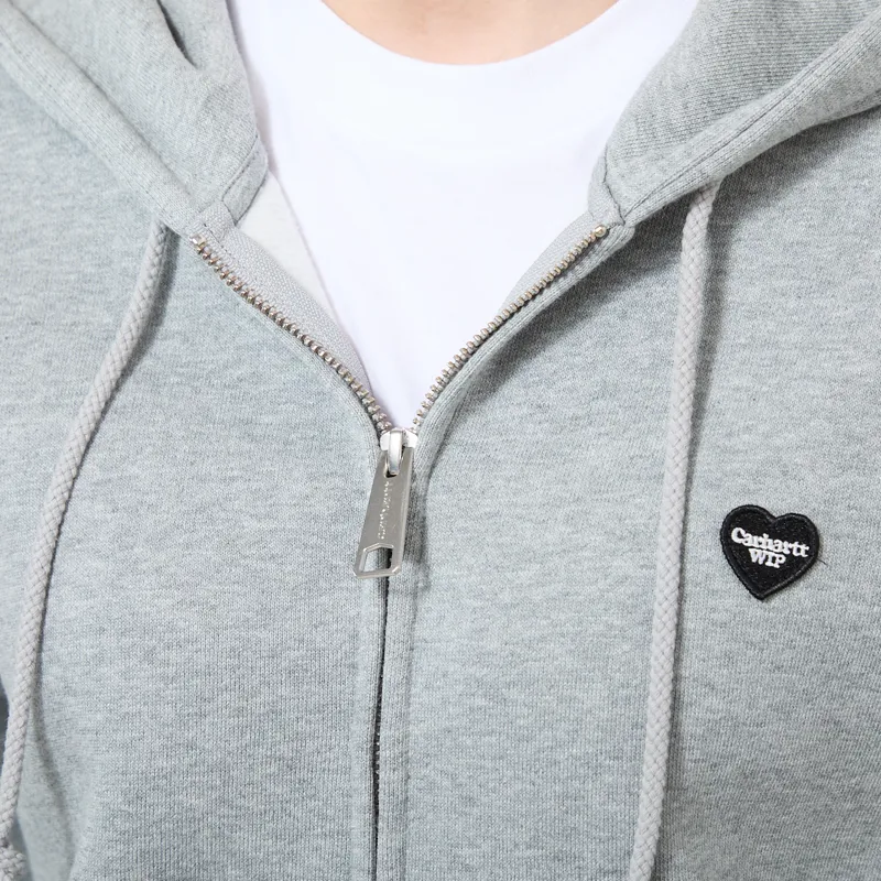 Carhartt WIP Womens Hooded Small Heart Patch Jacket Grey Heather Black-3