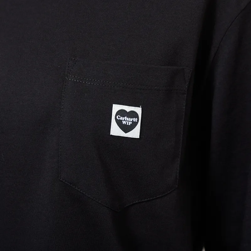 Carhartt WIP Womens Long Sleeve Pocket Small Heart T Shirt Black-3