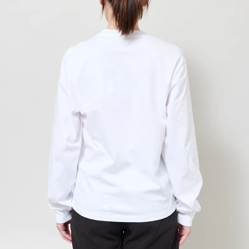Carhartt WIP Womens Long Sleeve Pocket Small Heart T Shirt White Red-2