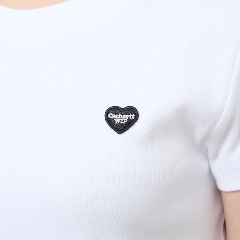 Carhartt WIP Womens Small Heart Patch T Shirt White Black-4