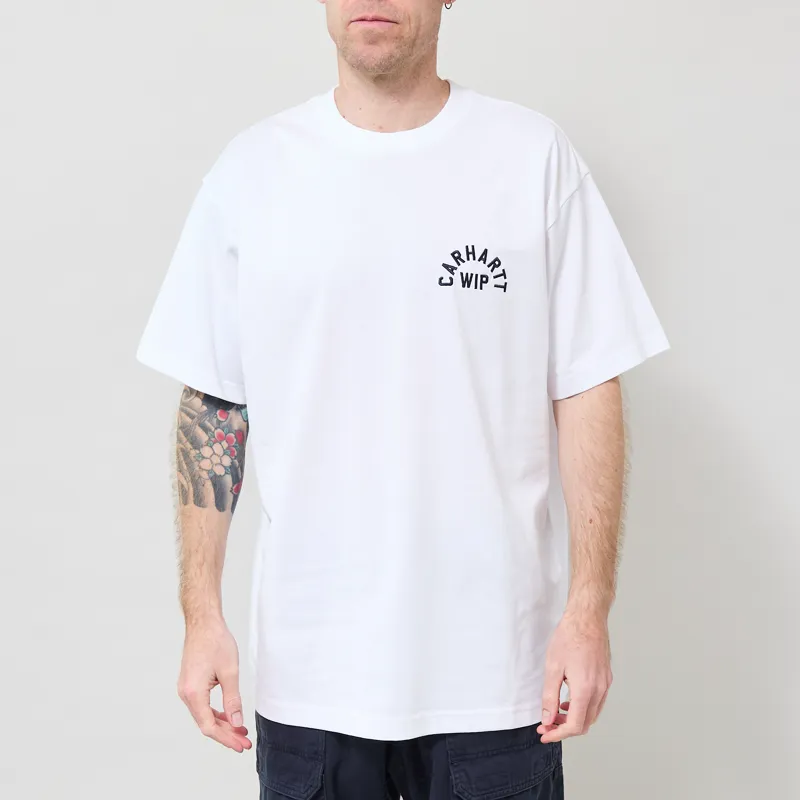 Carhartt WIP Arch Script T Shirt White Dark Navy-2