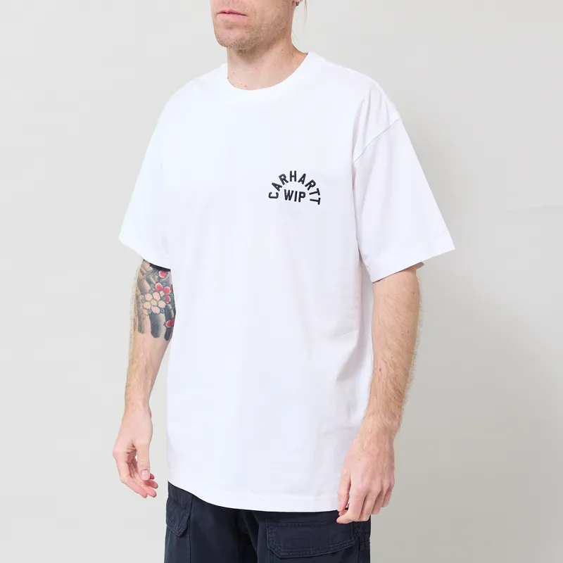 Carhartt WIP Arch Script T Shirt White Dark Navy-1