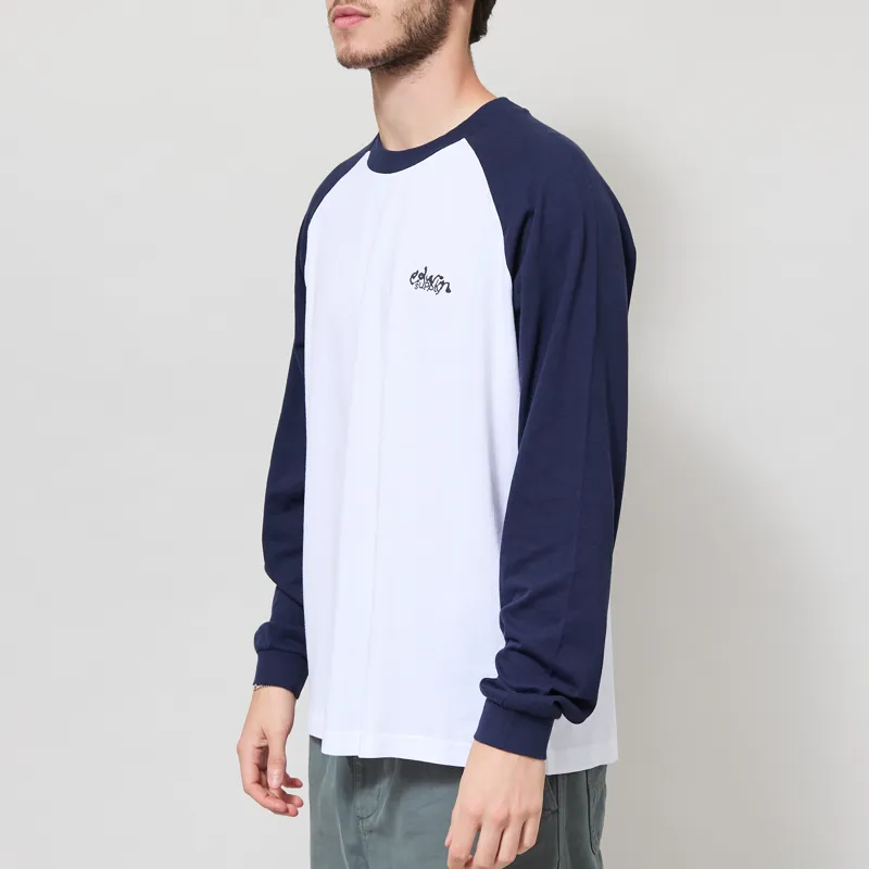 Edwin Alec Long Sleeve T Shirt White Maritime Blue-1
