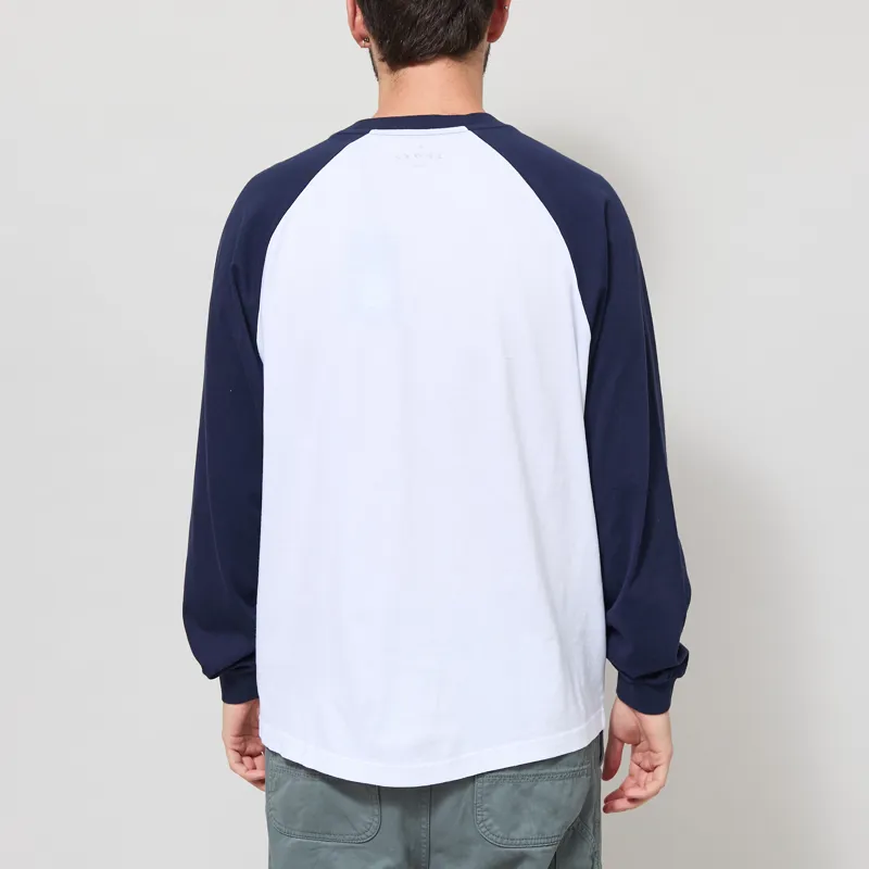 Edwin Alec Long Sleeve T Shirt White Maritime Blue-2