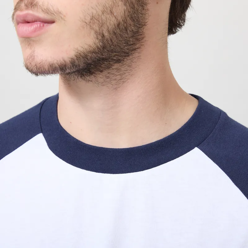Edwin Alec Long Sleeve T Shirt White Maritime Blue-3