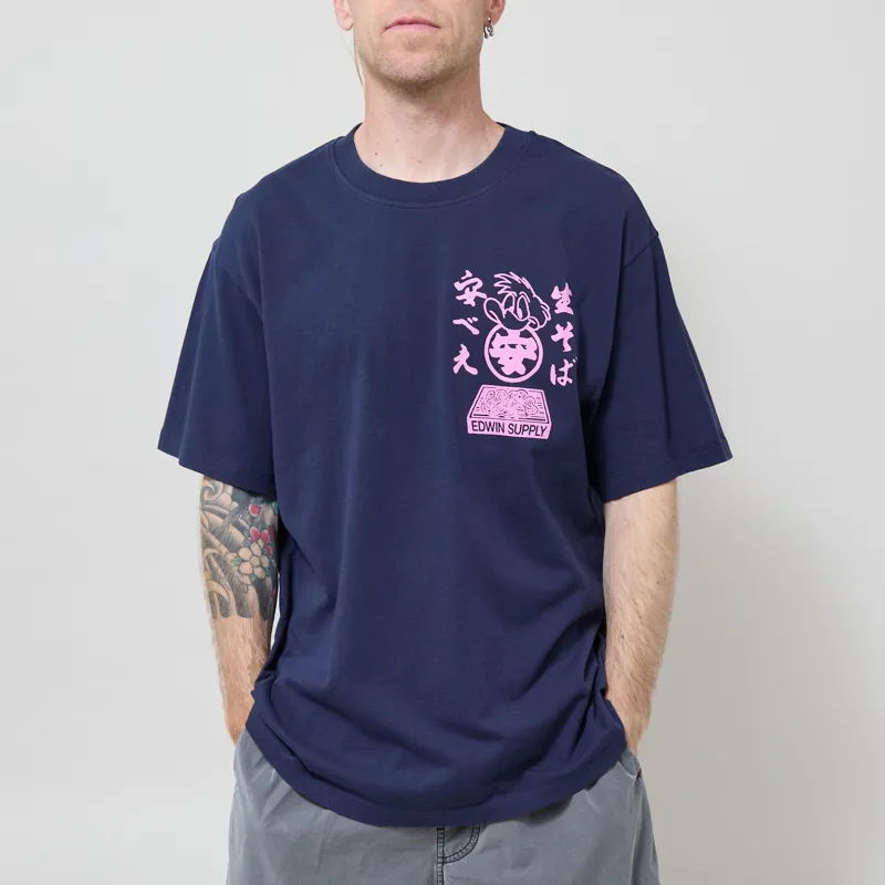 Edwin Soba Yasube T Shirt Maritime Blue-2