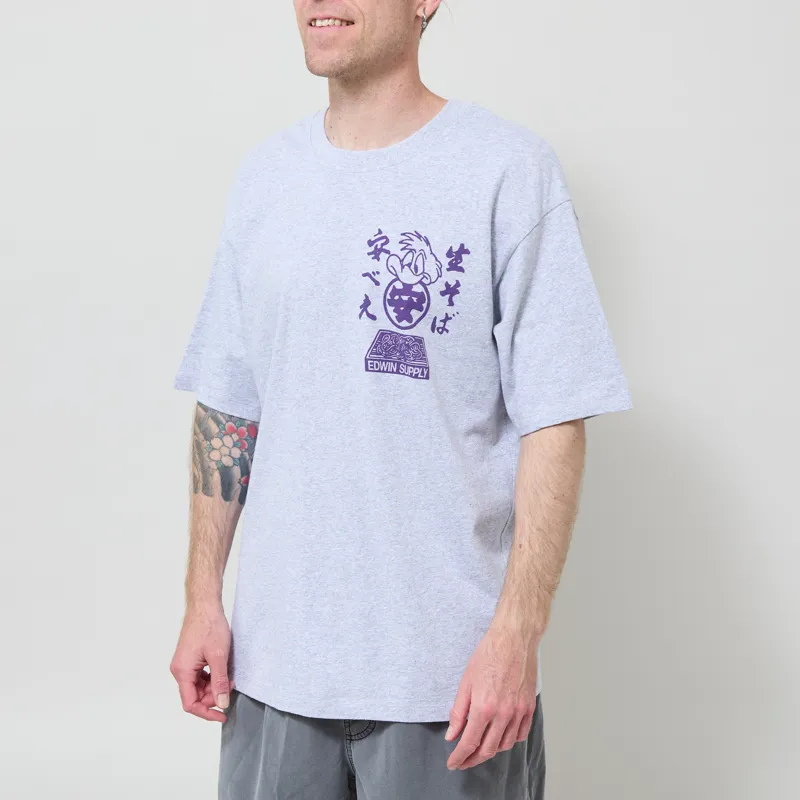 Edwin Soba Yasube T Shirt Grey Marl-1