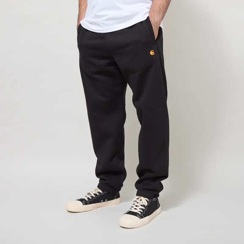 Carhartt WIP Chase Sweat Pant Black Gold-1
