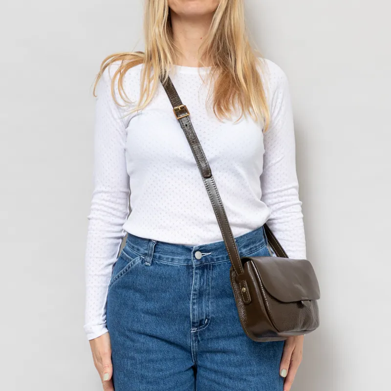 Kate Sheridan Womens Leather Orbed Tab Bag Olive-2