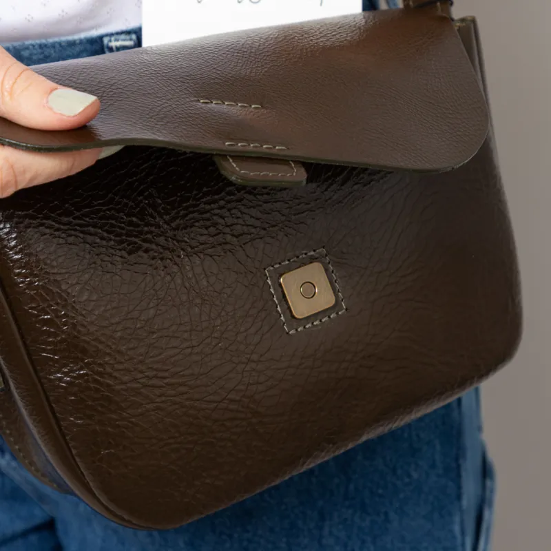 Kate Sheridan Womens Leather Orbed Tab Bag Olive-7