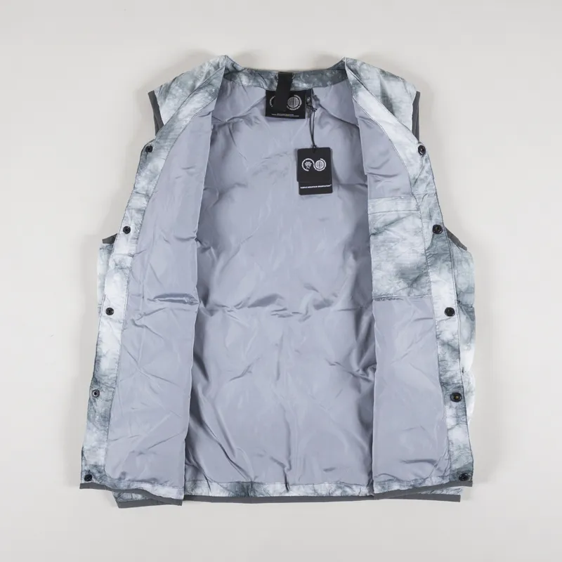 Purple Mountain Observatory Wave Down Quilted Vest Ice Dye Grey-1