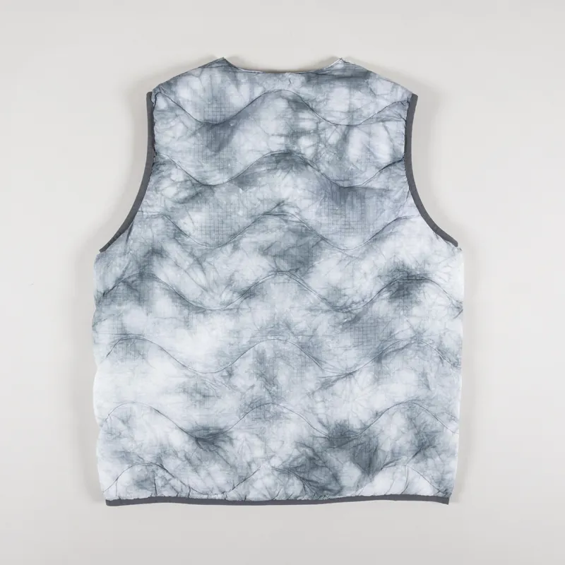 Purple Mountain Observatory Wave Down Quilted Vest Ice Dye Grey-2