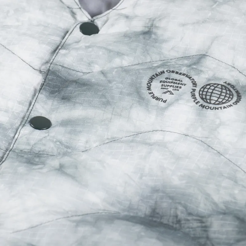 Purple Mountain Observatory Wave Down Quilted Vest Ice Dye Grey-4