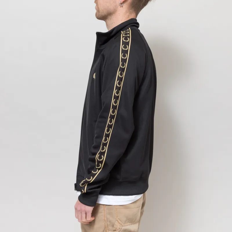 Fred Perry Contrast Tape Track Jacket Black Champagne-2