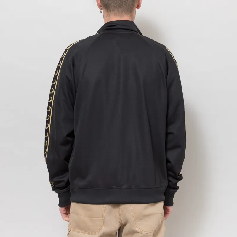 Fred Perry Contrast Tape Track Jacket Black Champagne-3