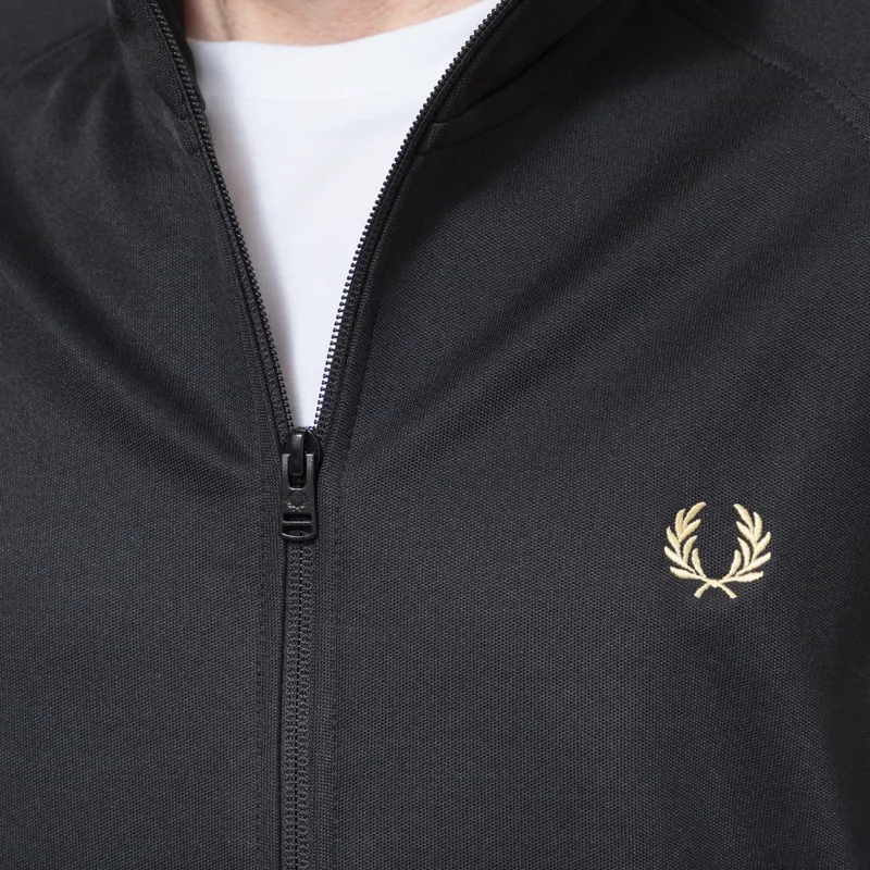 Fred Perry Contrast Tape Track Jacket Black Champagne-6