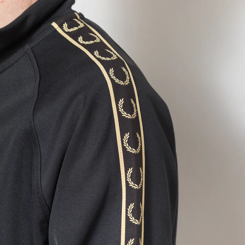 Fred Perry Contrast Tape Track Jacket Black Champagne-8