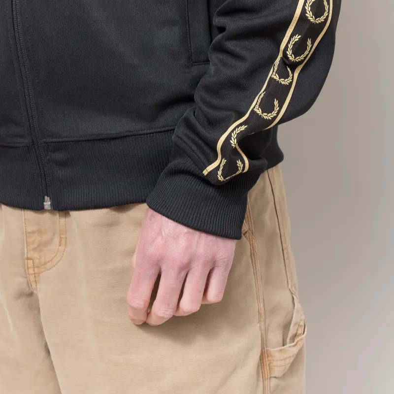 Fred Perry Contrast Tape Track Jacket Black Champagne-9