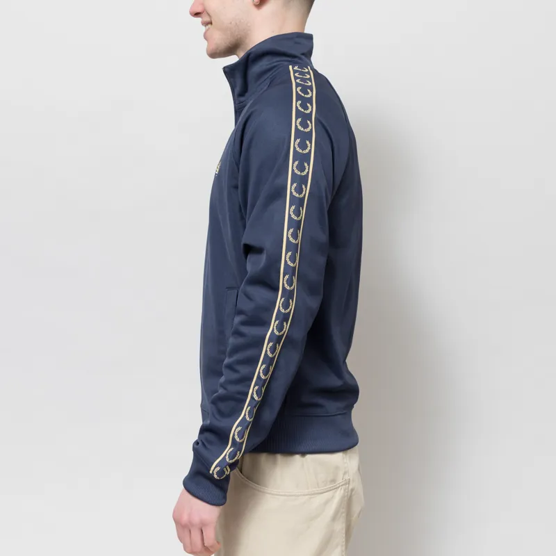 Fred Perry Contrast Tape Track Jacket Tennis Blue Champagne-2