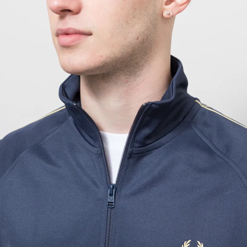 Fred Perry Contrast Tape Track Jacket Tennis Blue Champagne-8