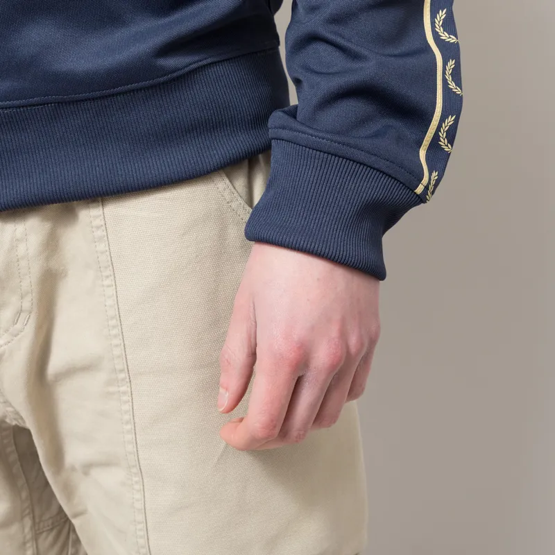 Fred Perry Contrast Tape Track Jacket Tennis Blue Champagne-5