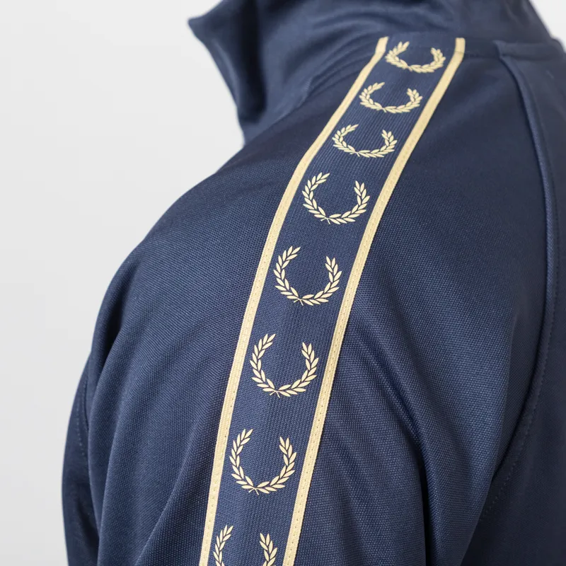 Fred Perry Contrast Tape Track Jacket Tennis Blue Champagne-10