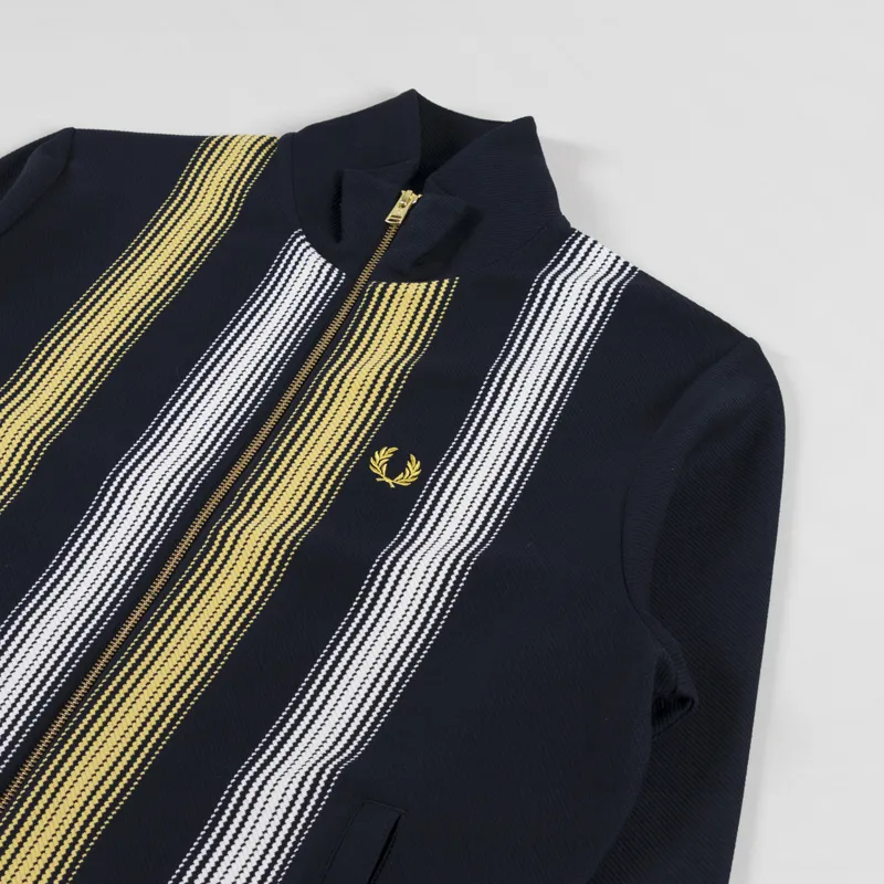 【FRED PERRY】 Ombre Stripe Track Jacket ★ Slim Fit Fred Perry Mens Ombre Stripe Track Jacket Navy Yellow