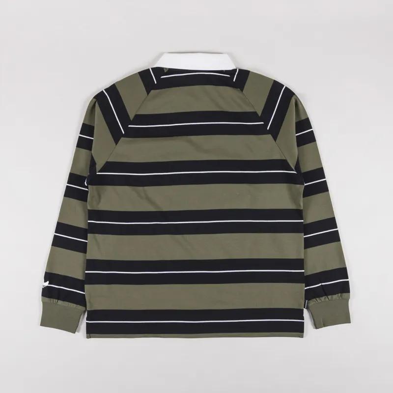Adidas Skateboarding Shmoofoil Long Sleeve Rugby Shirt Olive Strata Black Core White-1