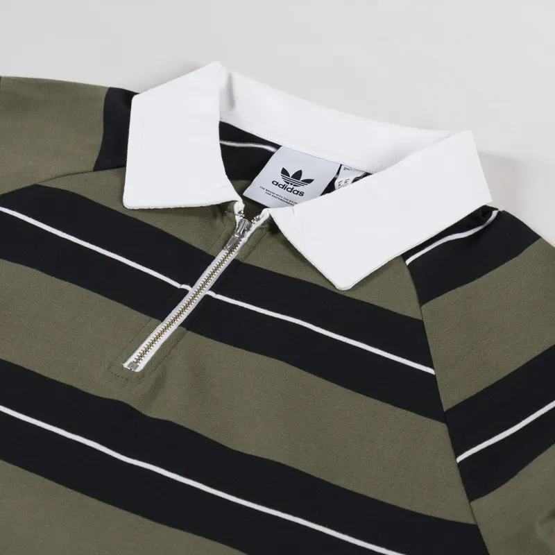 Adidas Skateboarding Shmoofoil Long Sleeve Rugby Shirt Olive Strata Black Core White-4