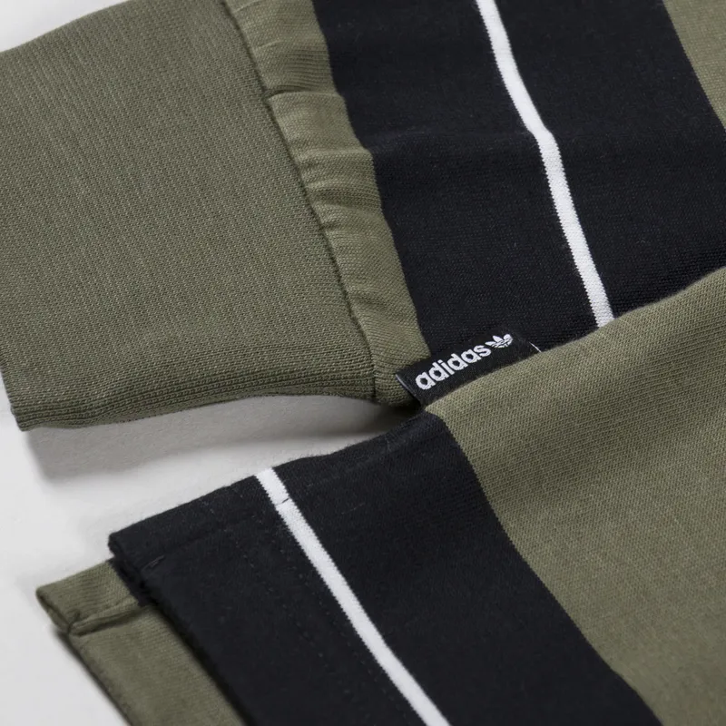 Adidas Skateboarding Shmoofoil Long Sleeve Rugby Shirt Olive Strata Black Core White-5